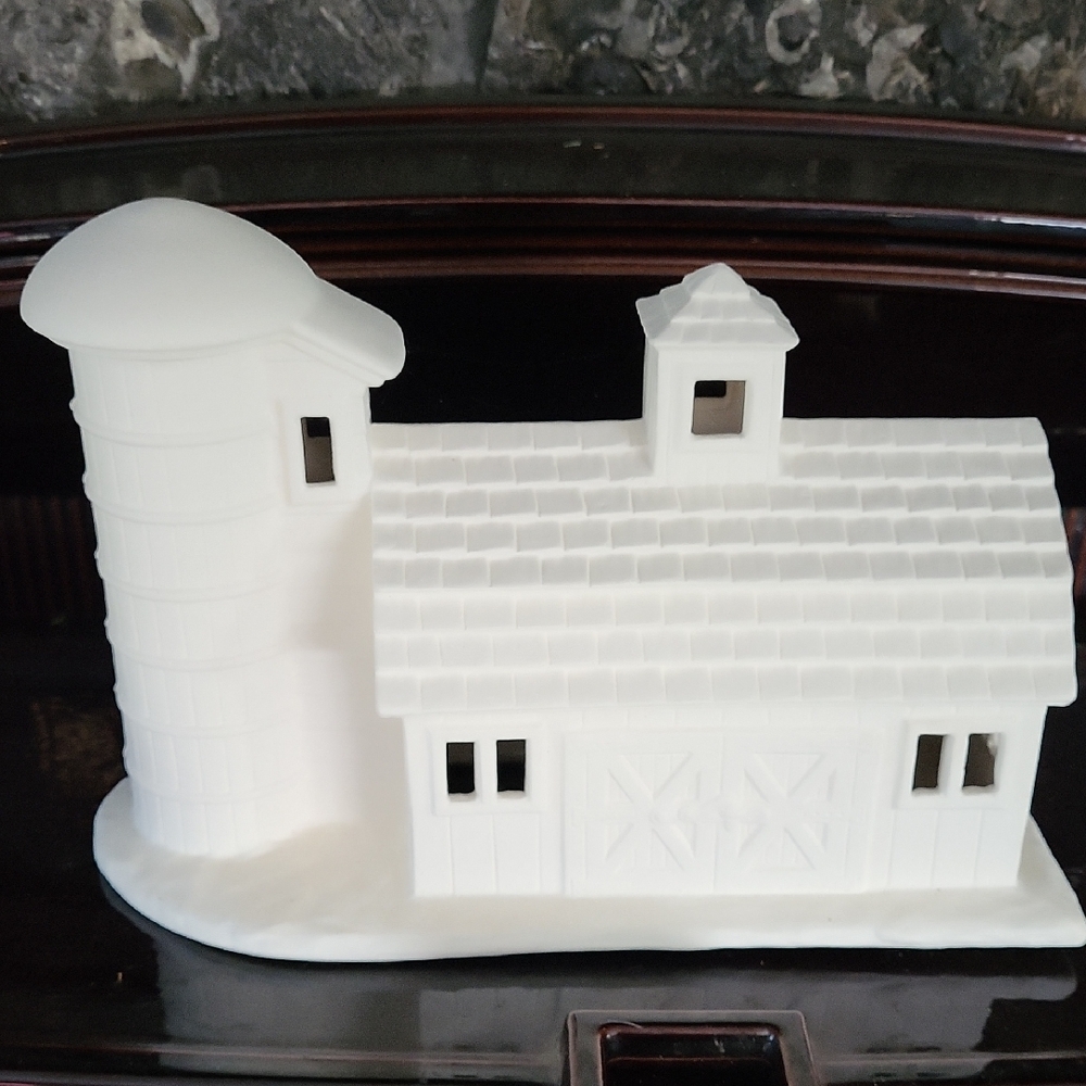 White Ceramic Barn and Silo Decor